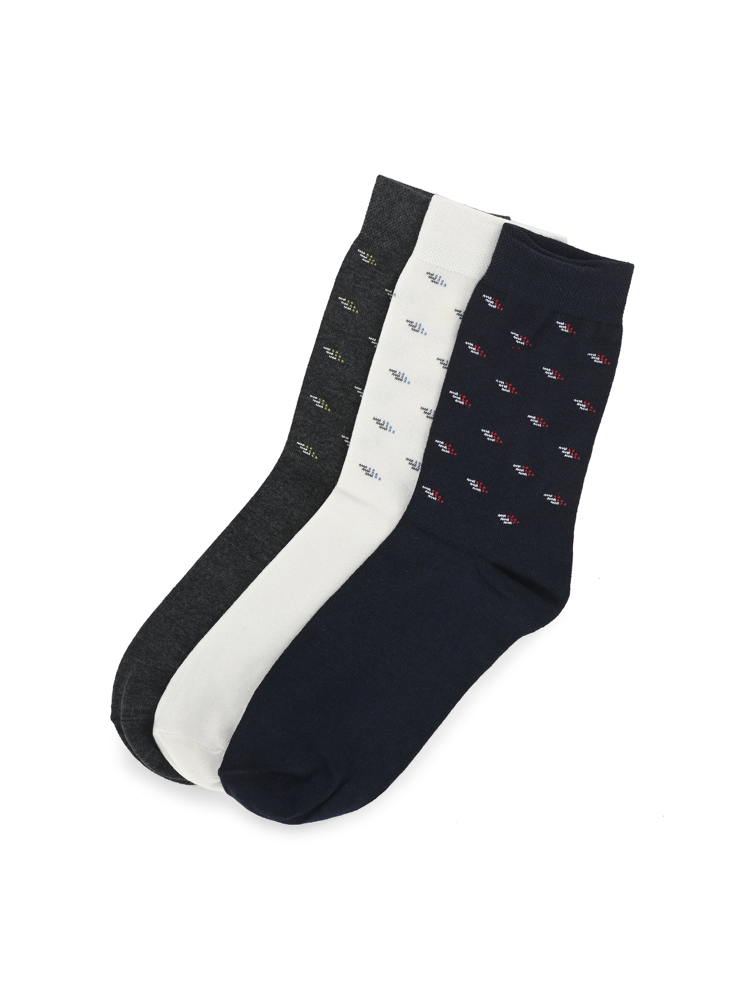 Hirolas Cotton Anti-Odour Breathable Antibacterial business Formal/office wear Crew full length Socks for Men (Free Size) | Made with 100% Combed Cotton and Spandex (Navy, White, Grey) - Pack of 3 socks