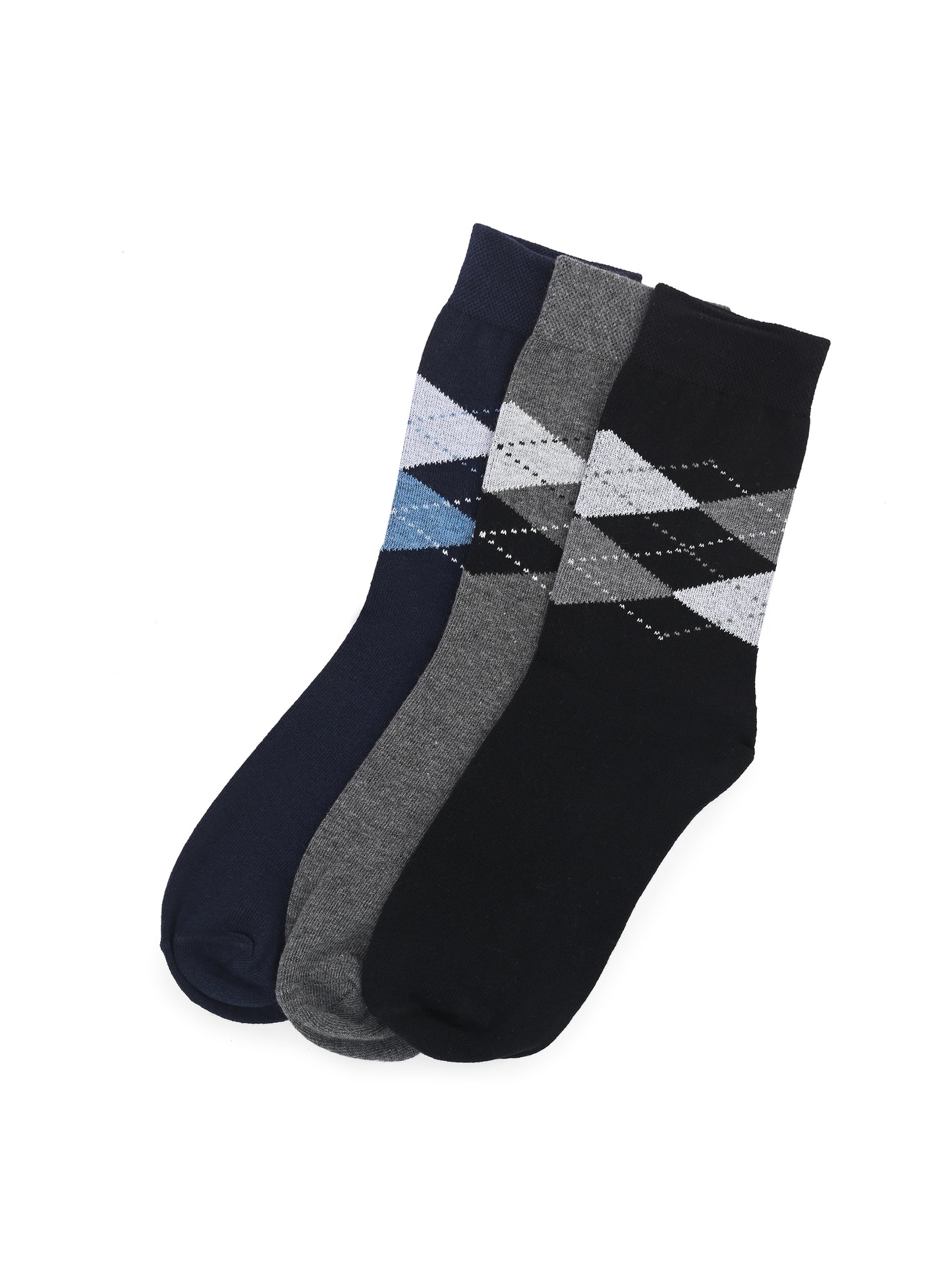 Hirolas Cotton Anti-Odour Breathable Antibacterial business Formal/office wear Crew full length Socks for Men (Free Size) | Made with 100% Combed Cotton and Spandex (Navy, Black, Grey) - Pack of 3 socks