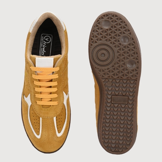 Hirolas PhoeniXX v1.0 Handmade Suede Leather Sneaker for Men & Women's Sneaker Shoes | Retro Court Sneaker | Lifestyle Casual Comfort Shoes | Yellow | Unisex