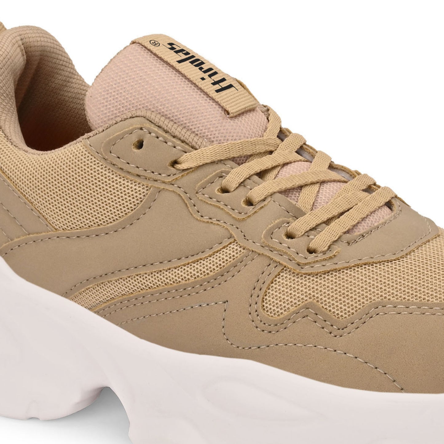 Hirolas women Chunky Mesh & Synthetic Beige Sports_Shoes
