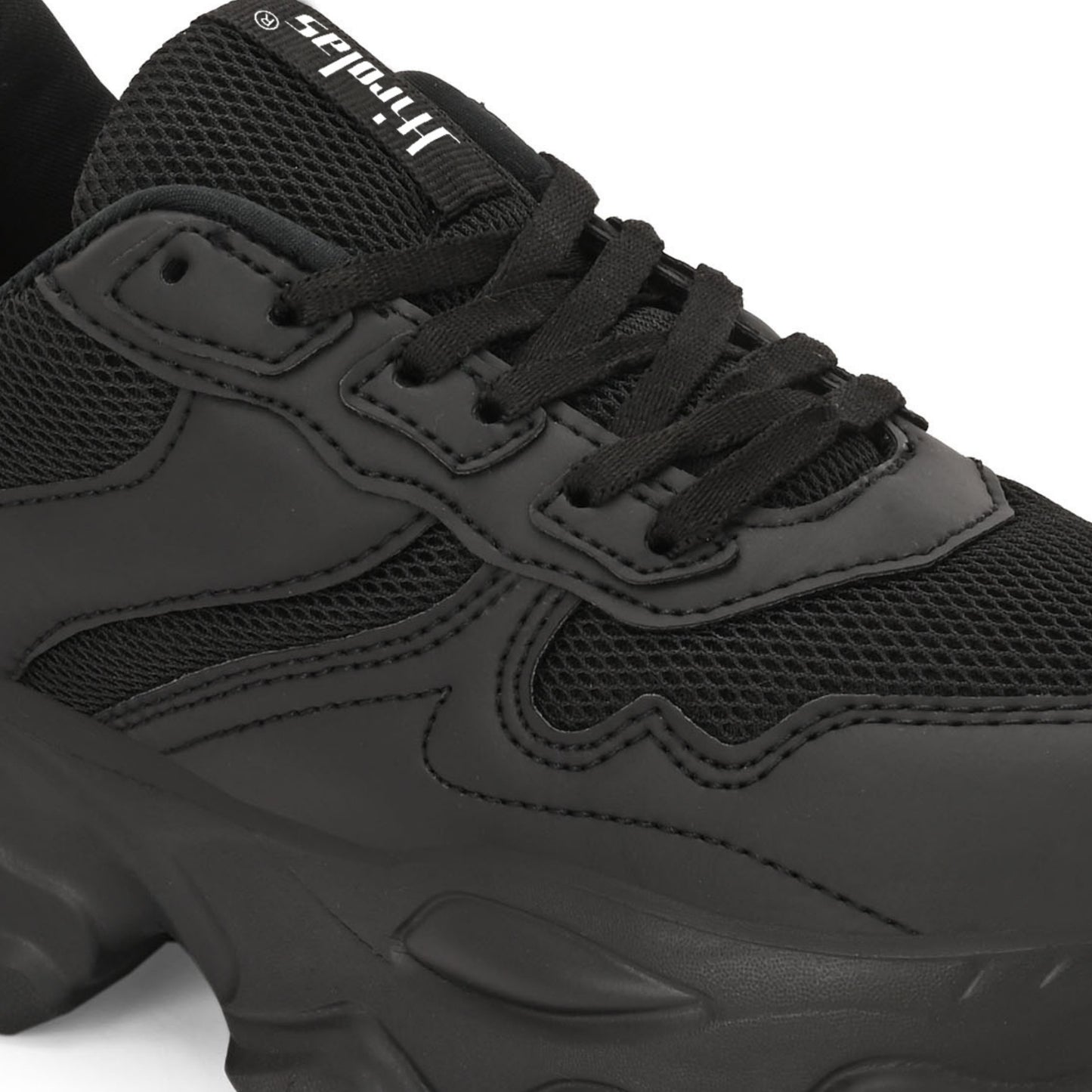 Hirolas women Chunky Mesh & Synthetic Black Sports_Shoes