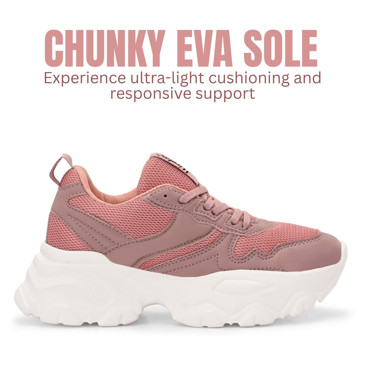 Hirolas women Chunky Mesh & Synthetic Pink Sports_Shoes
