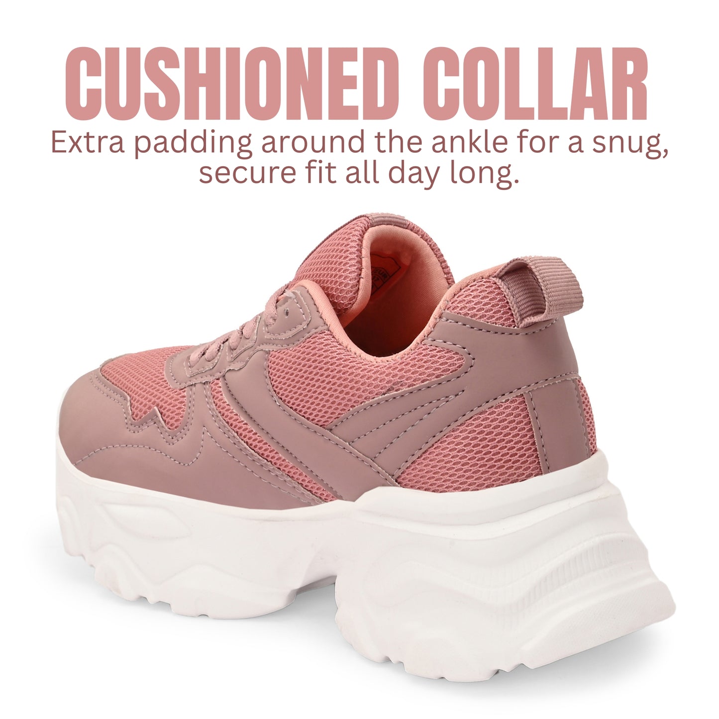 Hirolas women Chunky Mesh & Synthetic Pink Sports_Shoes