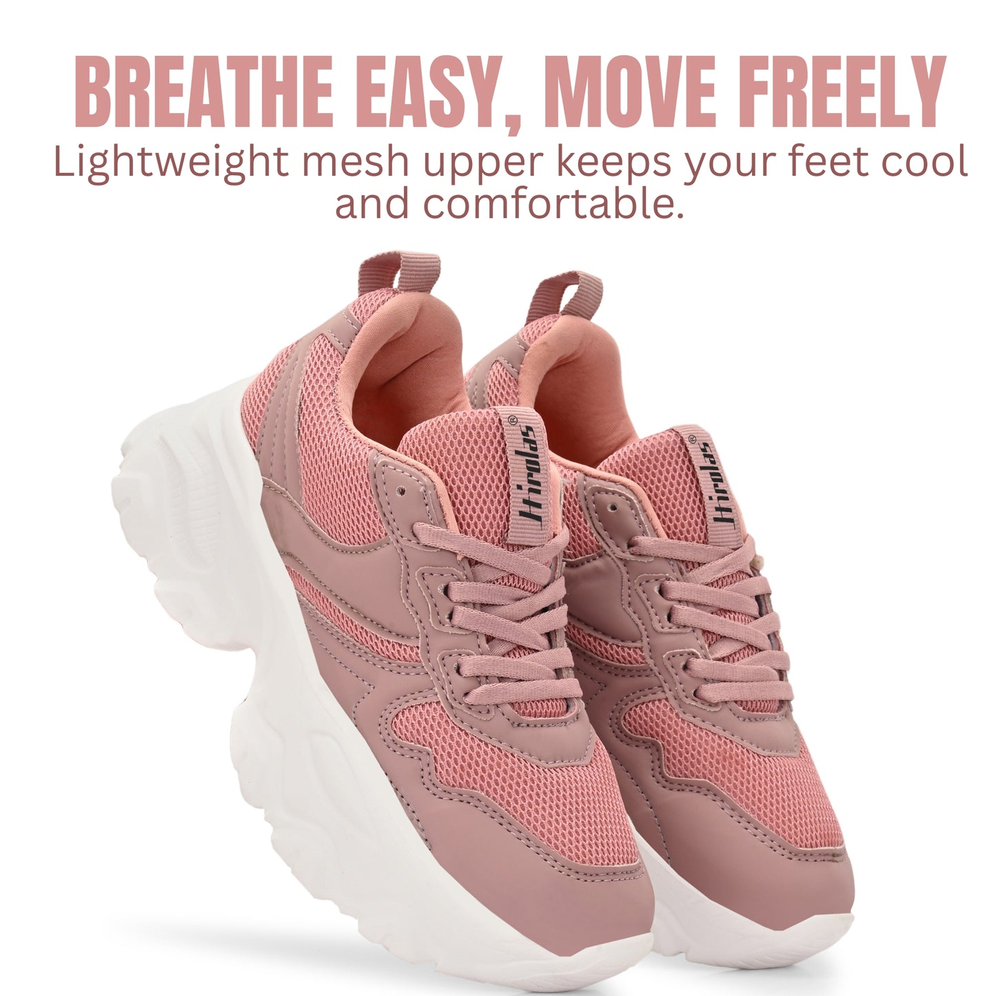 Hirolas women Chunky Mesh & Synthetic Pink Sports_Shoes