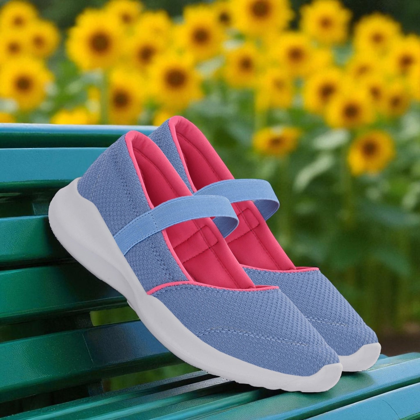 Hirolas Women Sky Blue Walking Sports_Shoes Without Laces Lightweight Sports Ballerina Flats -HRLWF20SBU