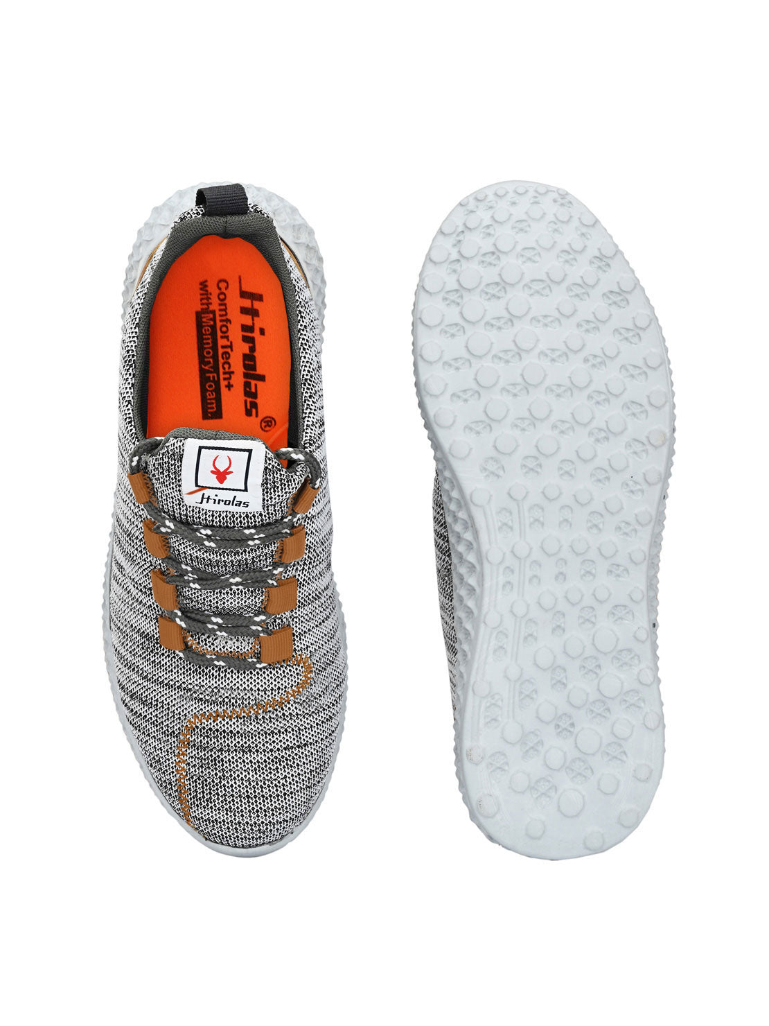 Hirolas® Men's Grey Mesh Running/Walking/Gym Lace Up Sport Shoes (HRL2026GRY)