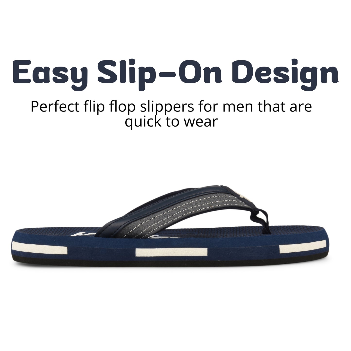 Hirolas Men’s Blue EVA Flip Flops Lightweight Casual Slippers for Daily & Beach Wear -HROFF36BLU