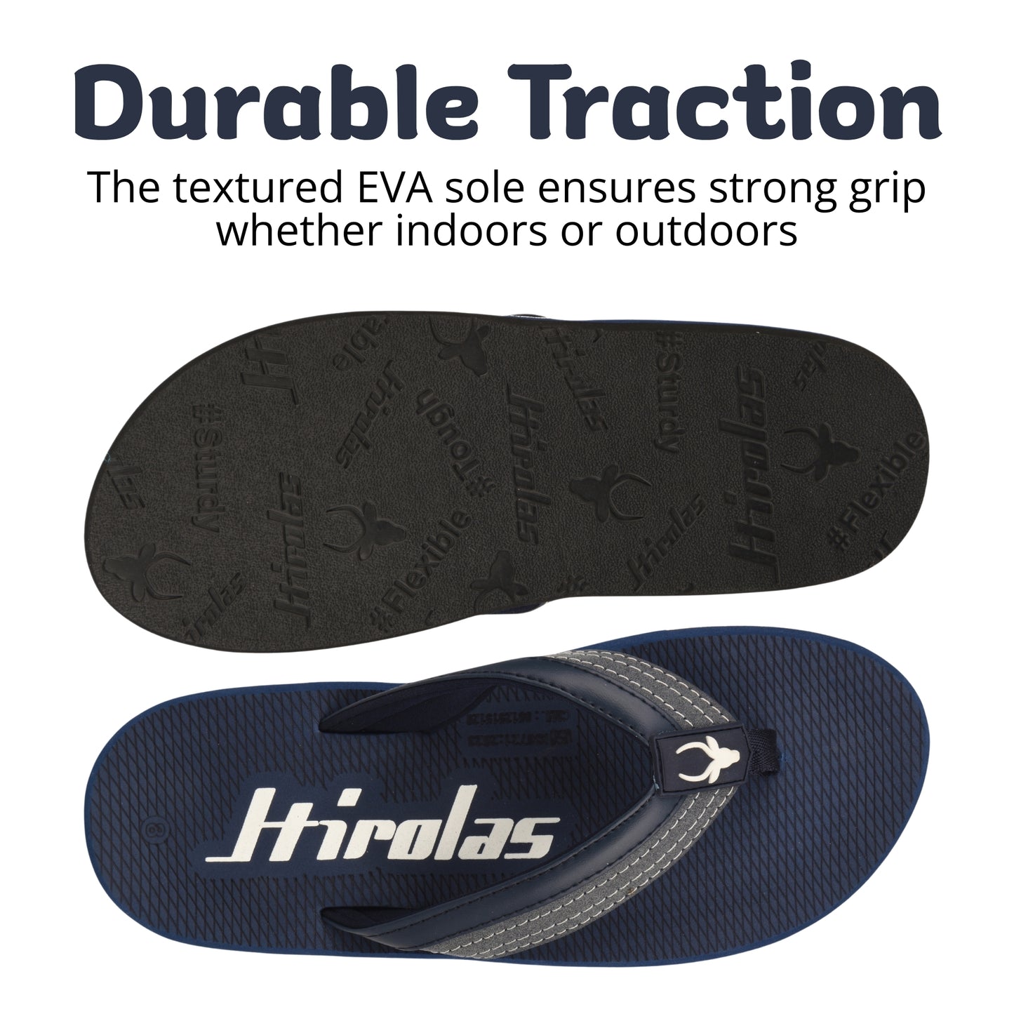 Hirolas Men’s Blue EVA Flip Flops Lightweight Casual Slippers for Daily & Beach Wear -HROFF36BLU