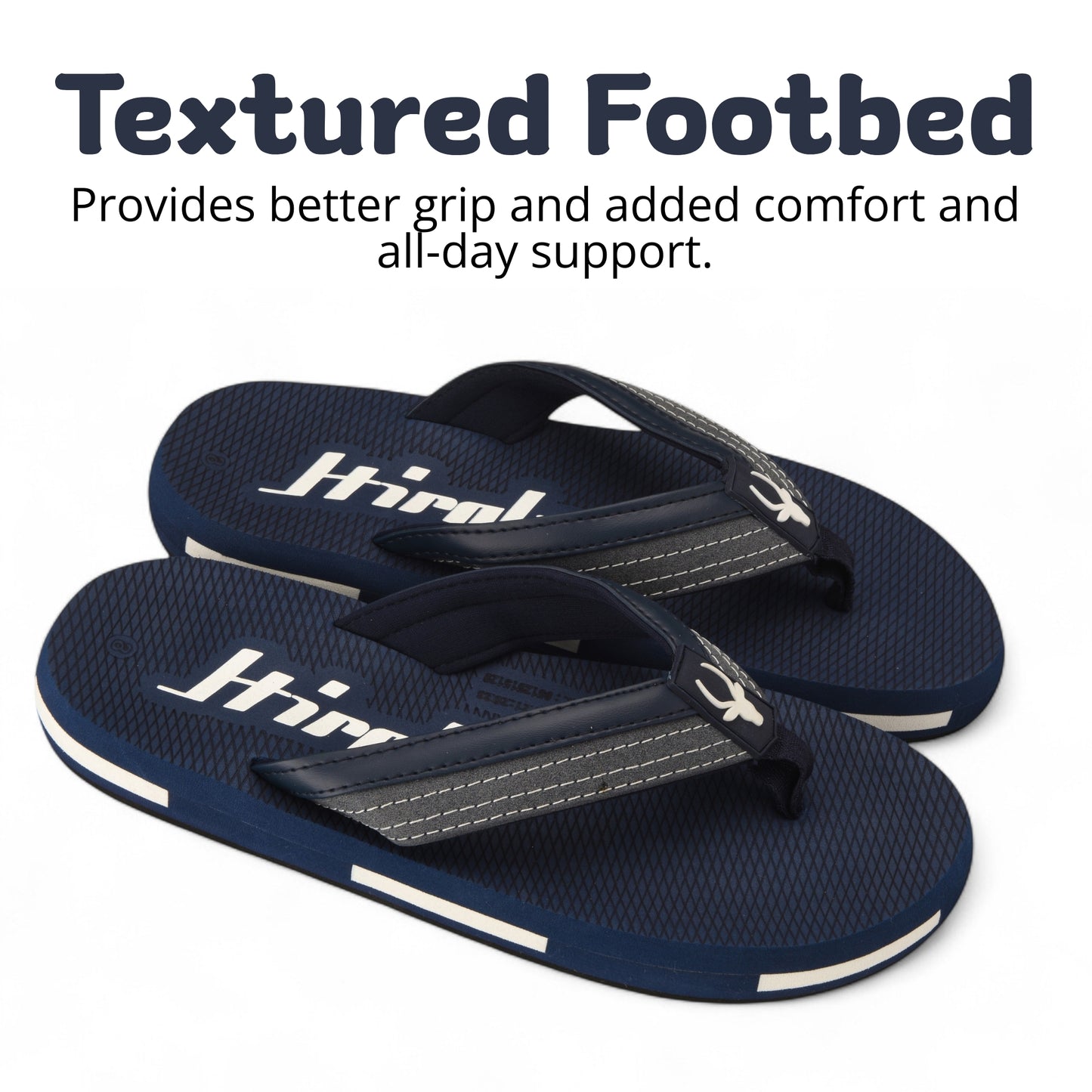 Hirolas Men’s Blue EVA Flip Flops Lightweight Casual Slippers for Daily & Beach Wear -HROFF36BLU