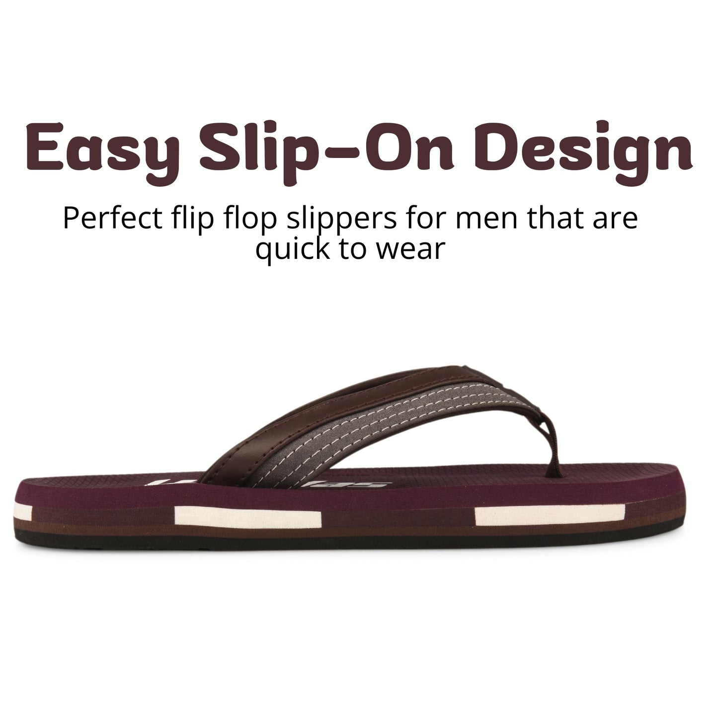 Hirolas Men’s Maroon EVA Flip Flops Lightweight Casual Slippers for Daily & Beach Wear -HROFF36MRN