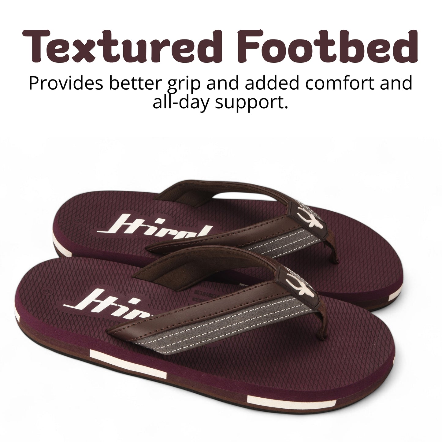 Hirolas Men’s Maroon EVA Flip Flops Lightweight Casual Slippers for Daily & Beach Wear -HROFF36MRN