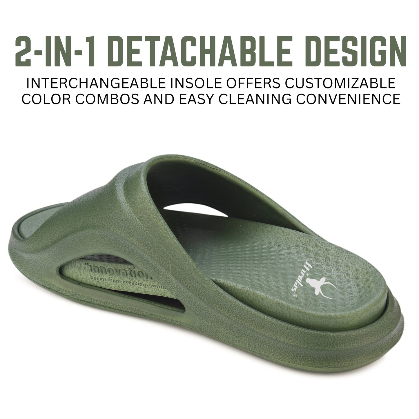 Hirolas Men’s EVA Sliders with Detachable Insole – Lightweight, Washable & Stylish Flip-Flops HROSL04GRN