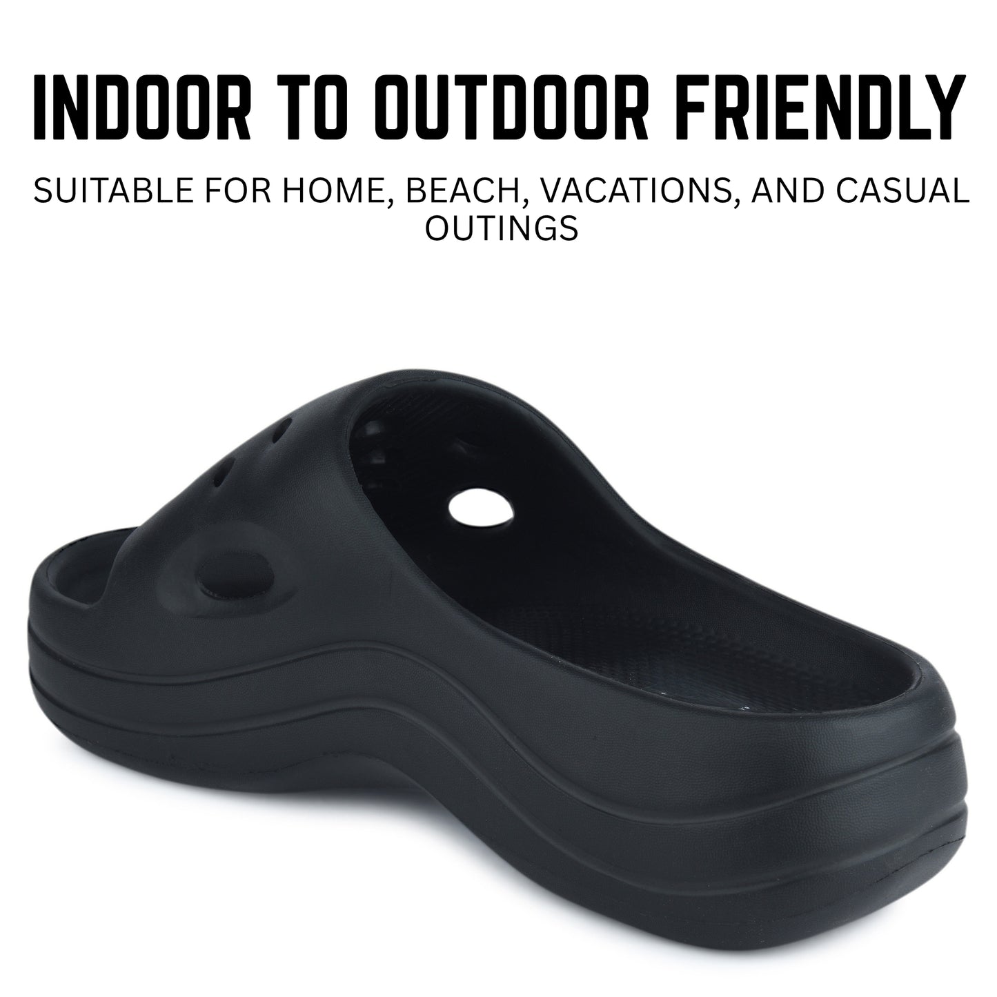 Hirolas Women Flatform EVA Sliders – Cushioned, Stylish & Water-Friendly Flip_Flops HROWSL05BLK