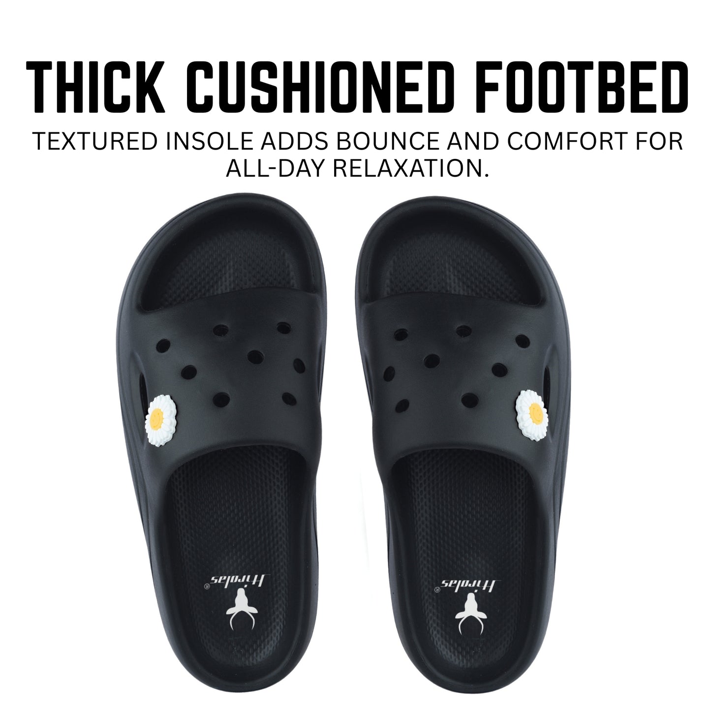 Hirolas Women Flatform EVA Sliders – Cushioned, Stylish & Water-Friendly Flip_Flops HROWSL05BLK