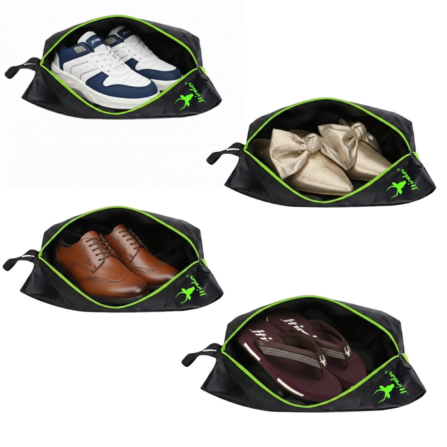 Hirolas Shoe Storage Bags Pack of 6 | Water-Resistant Nylon | Travel & Closet Organizer | Black