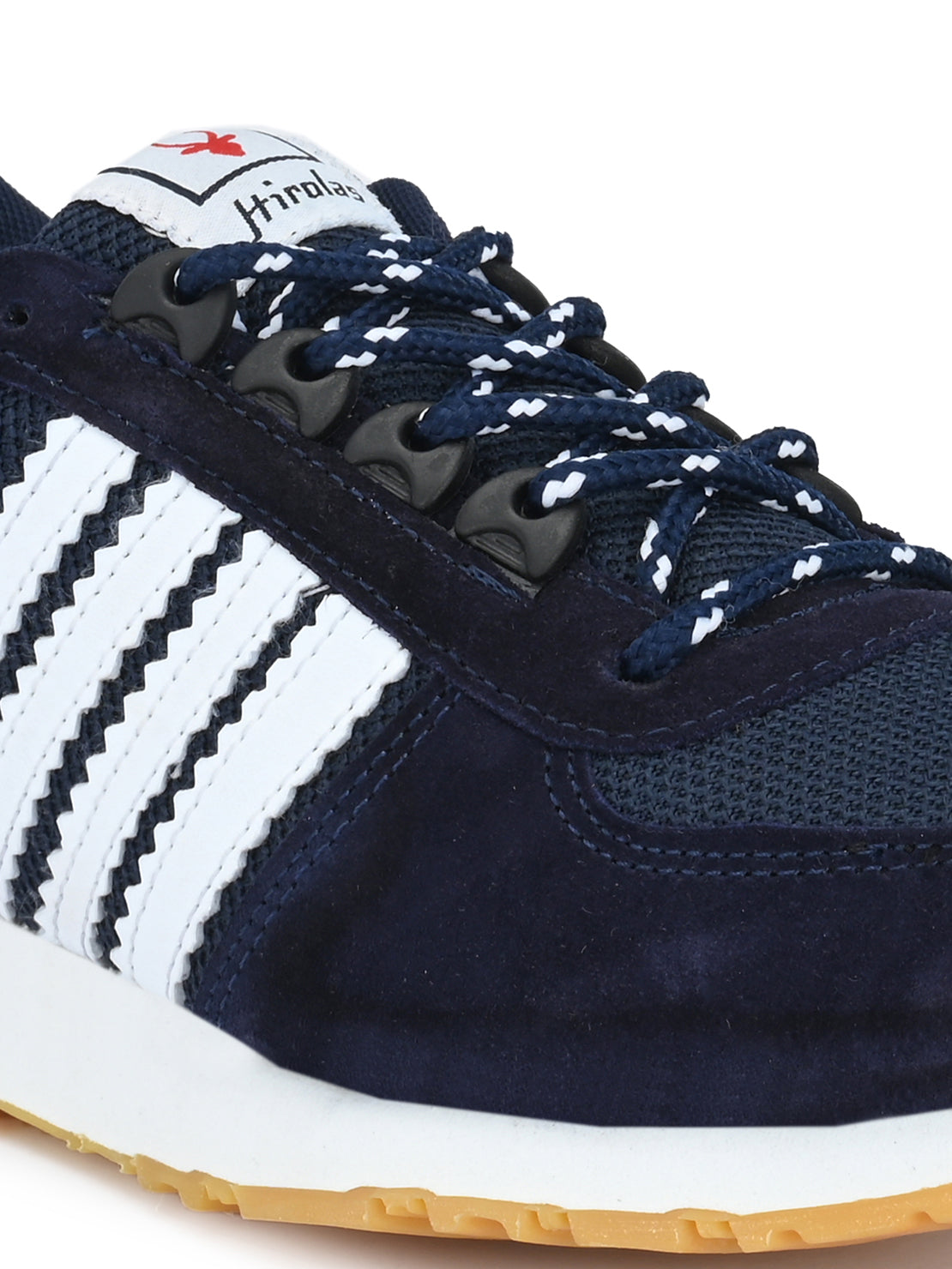 Hirolas® Men's Blue/White Multisports Suede Leather Lace Up Sneaker Sport Shoes (HRL1969BWH)