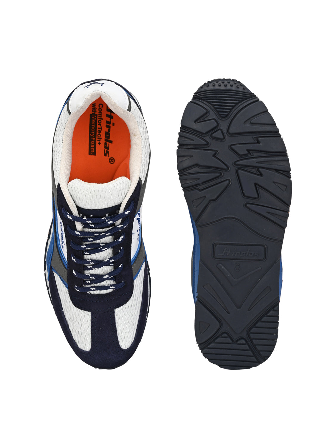 Hirolas® Men's Blue Multisports Leather Running/Walking/Gym Lace Up Jogger Sport Shoes (HRL2001BUW)