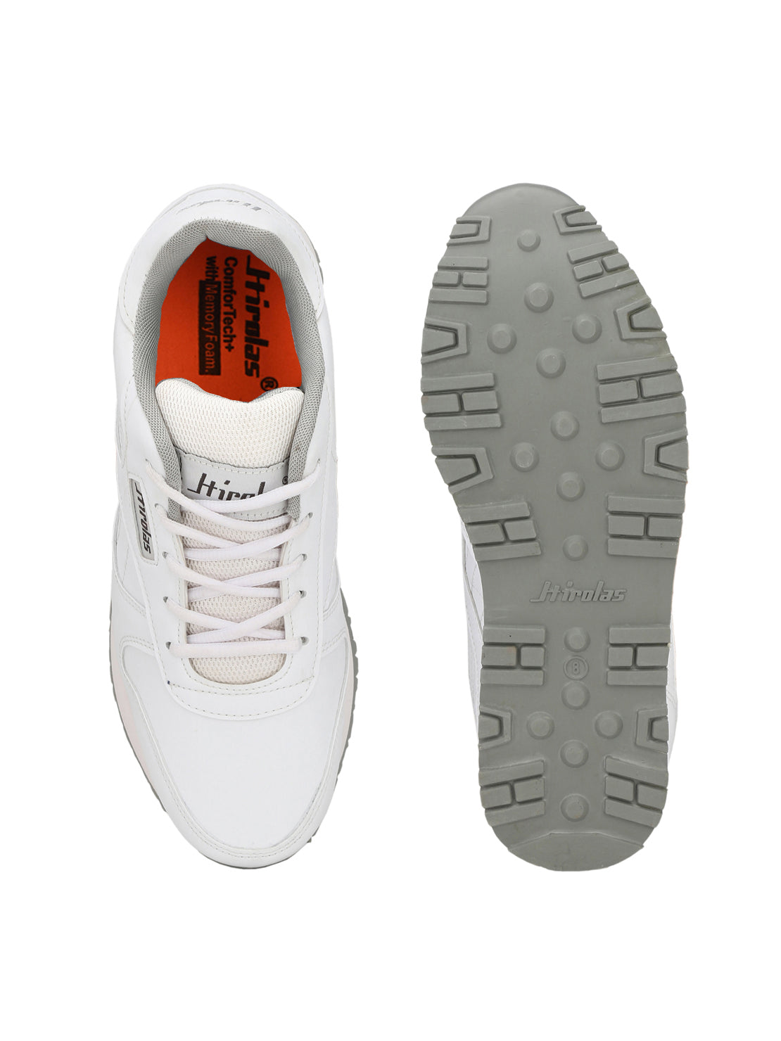 Hirolas® Men's Multisports Shock Absorbing Walking Running Fitness Athletic Training Gym White Lace Up Sneaker Sport Shoes (HRL2001W)
