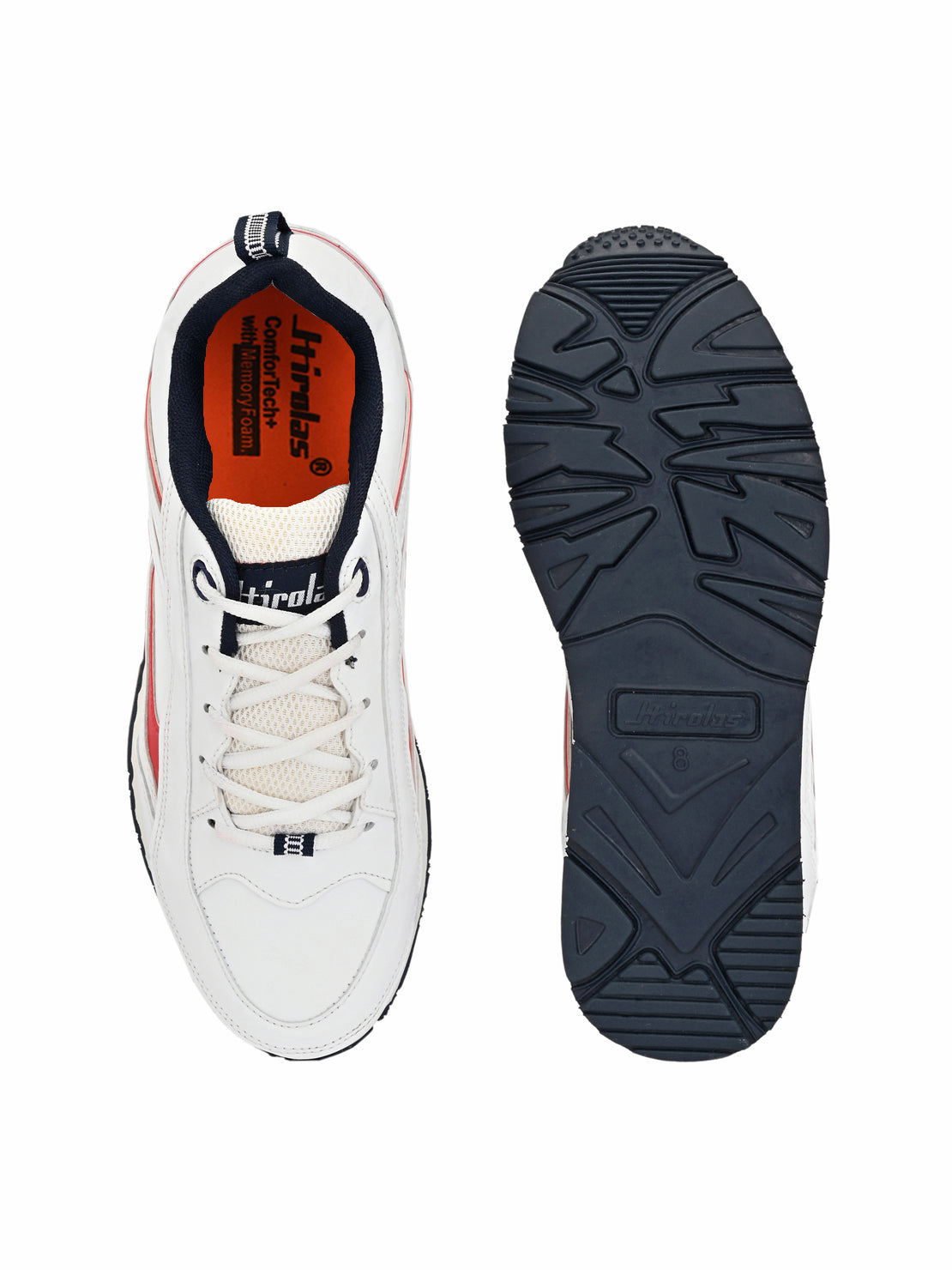 Hirolas® Men's Multisports Shock Absorbing Walking Running Fitness Athletic Training Gym White Lace Up Sneaker Sport Shoes (HRL2009WHR)