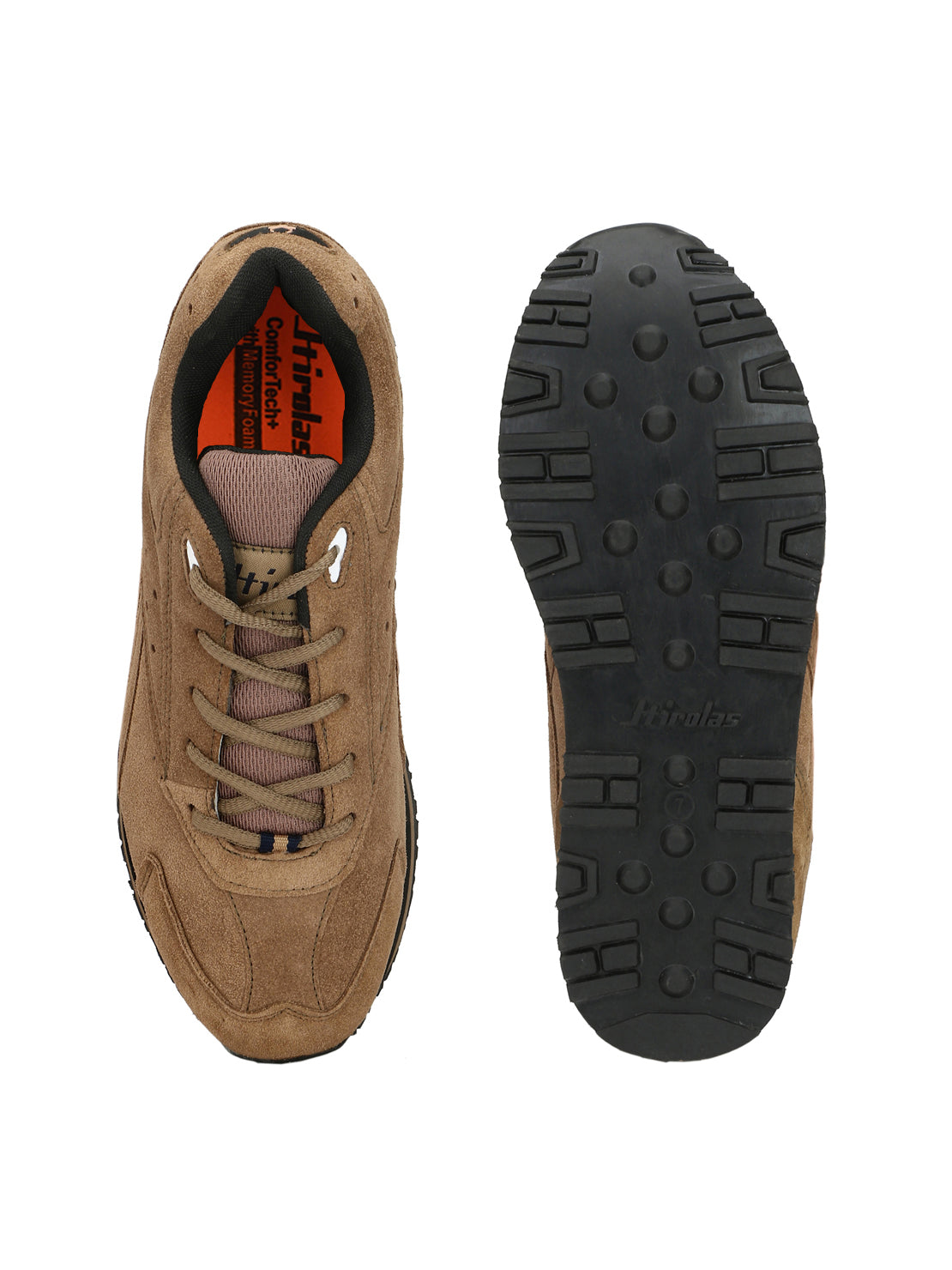 Hirolas® Men's Multisports Shock Absorbing Walking Running Fitness Athletic Training Gym Camel Lace Up Sneaker Sport Shoes (HRL2011CHK)