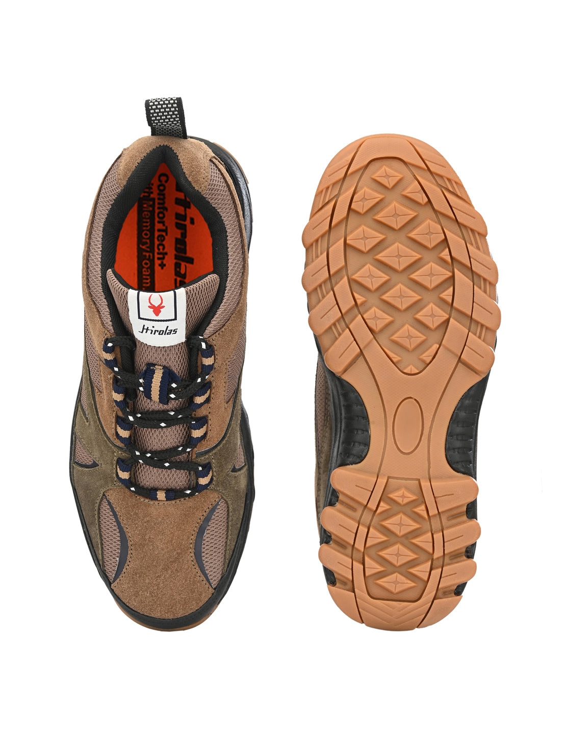 Hirolas® Men's Outdoor Sports Hiking Trekking Tan Lace Up Sport Shoes (HRL2012CHK)