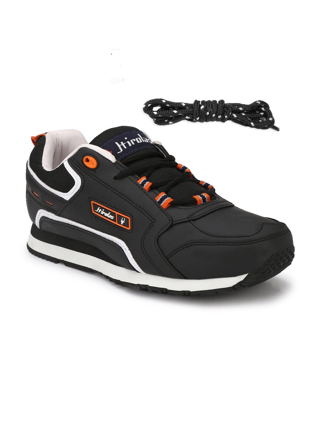 Hirolas® Men's Multisports Shock Absorbing Walking Running Fitness Athletic Training Gym Black Lace Up Sneaker Sport Shoes (HRL2041BLK)