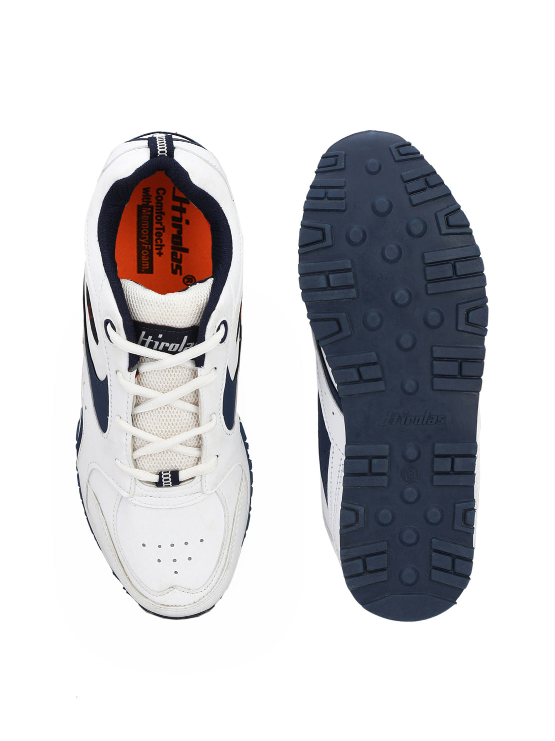 Hirolas® Men's Multisports Shock Absorbing Walking Running Fitness Athletic Training Gym White Lace Up Sneaker Sport Shoes (HRL2052W)