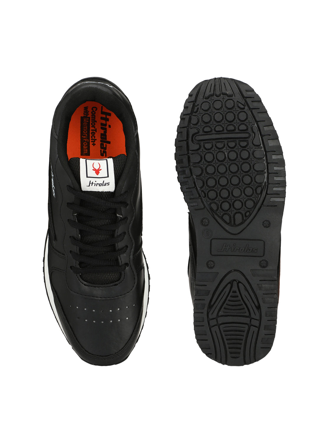 Hirolas® Men's Multisports Shock Absorbing Walking Running Fitness Athletic Training Gym Black Lace Up Sneaker Sport Shoes (HRL2053BLK)