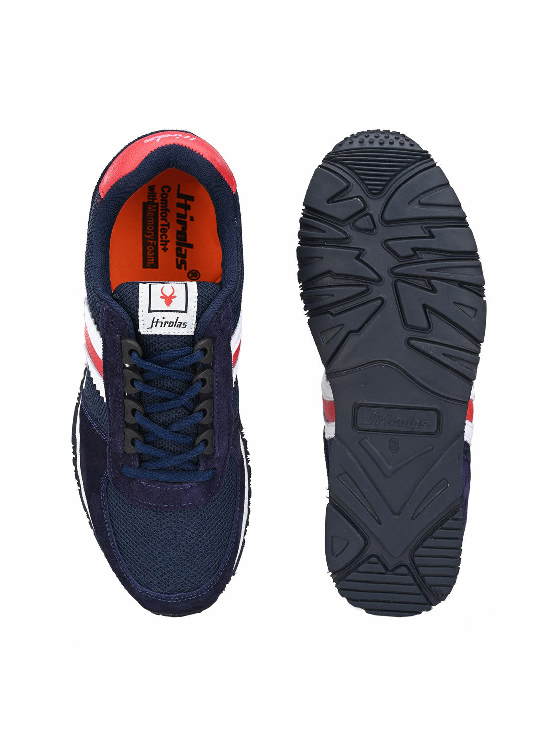 Hirolas® Men's Multisports Shock Absorbing Walking Running Fitness Athletic Training Gym Blue Leather Lace Up Sneaker Sport Shoes (HRL2067BLR)