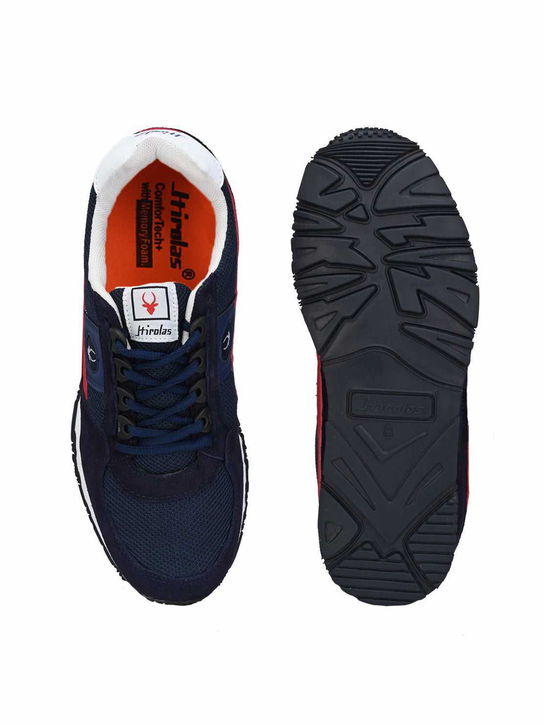 Hirolas® Men's Multisports Shock Absorbing Walking Running Fitness Athletic Training Gym Blue Leather Lace Up Sneaker Sport Shoes (HRL2068BLR)