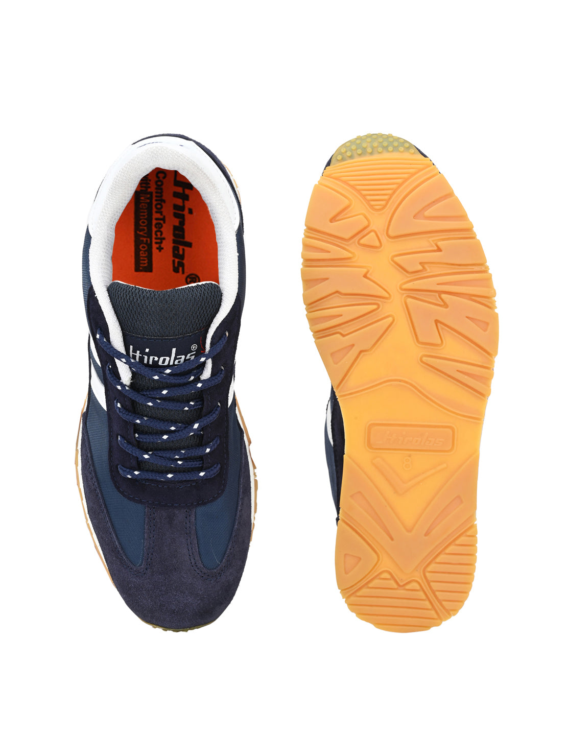 Hirolas® Men's Multisports Shock Absorbing Walking Running Fitness Athletic Training Gym Blue Leather Lace Up Sneaker Sport Shoes (HRL2072BLH)