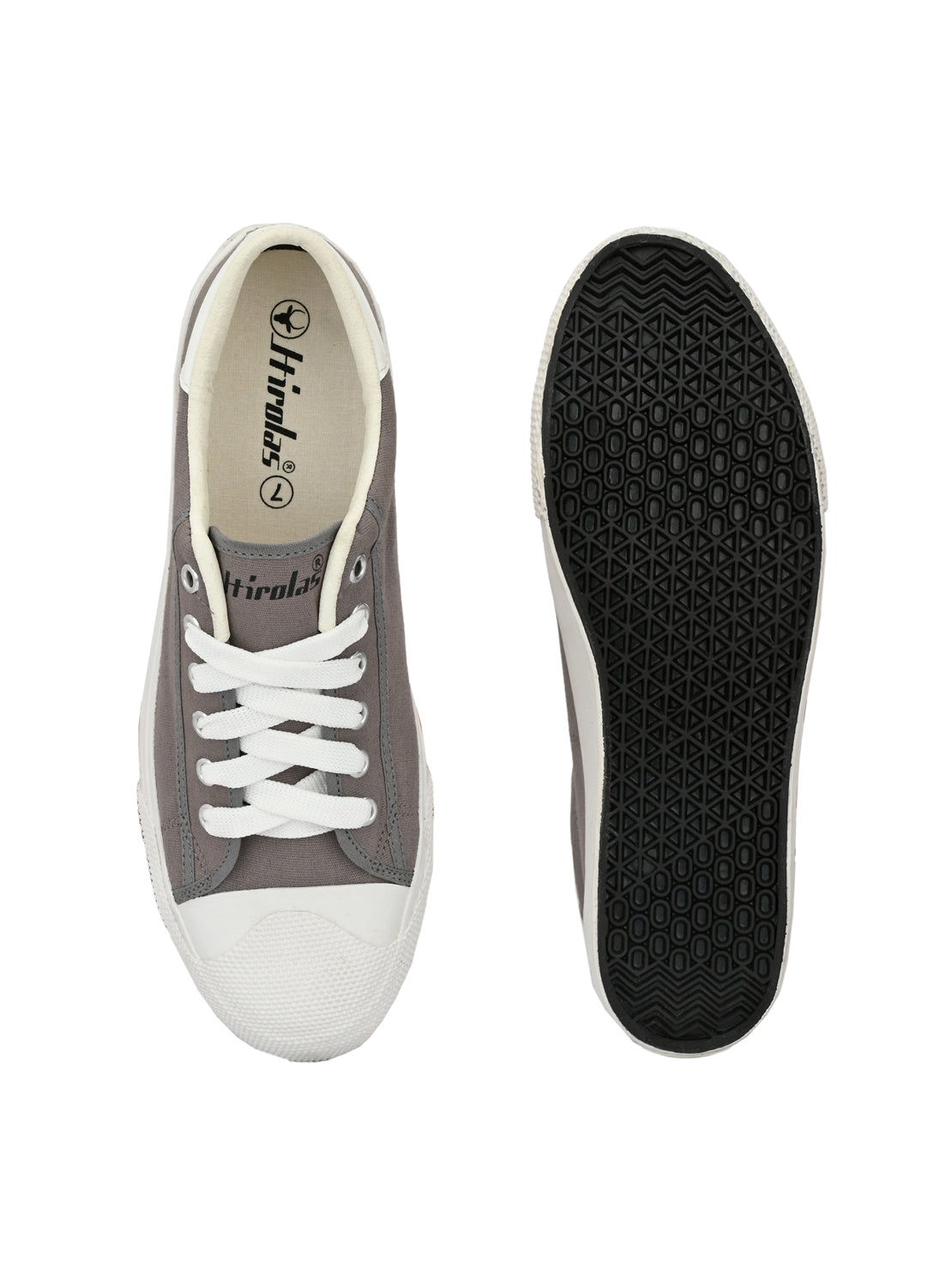 Hirolas® Men's Grey Canvas Vulcansied Skateboard Lace Up Sneaker Shoes (HRL2076GRY)