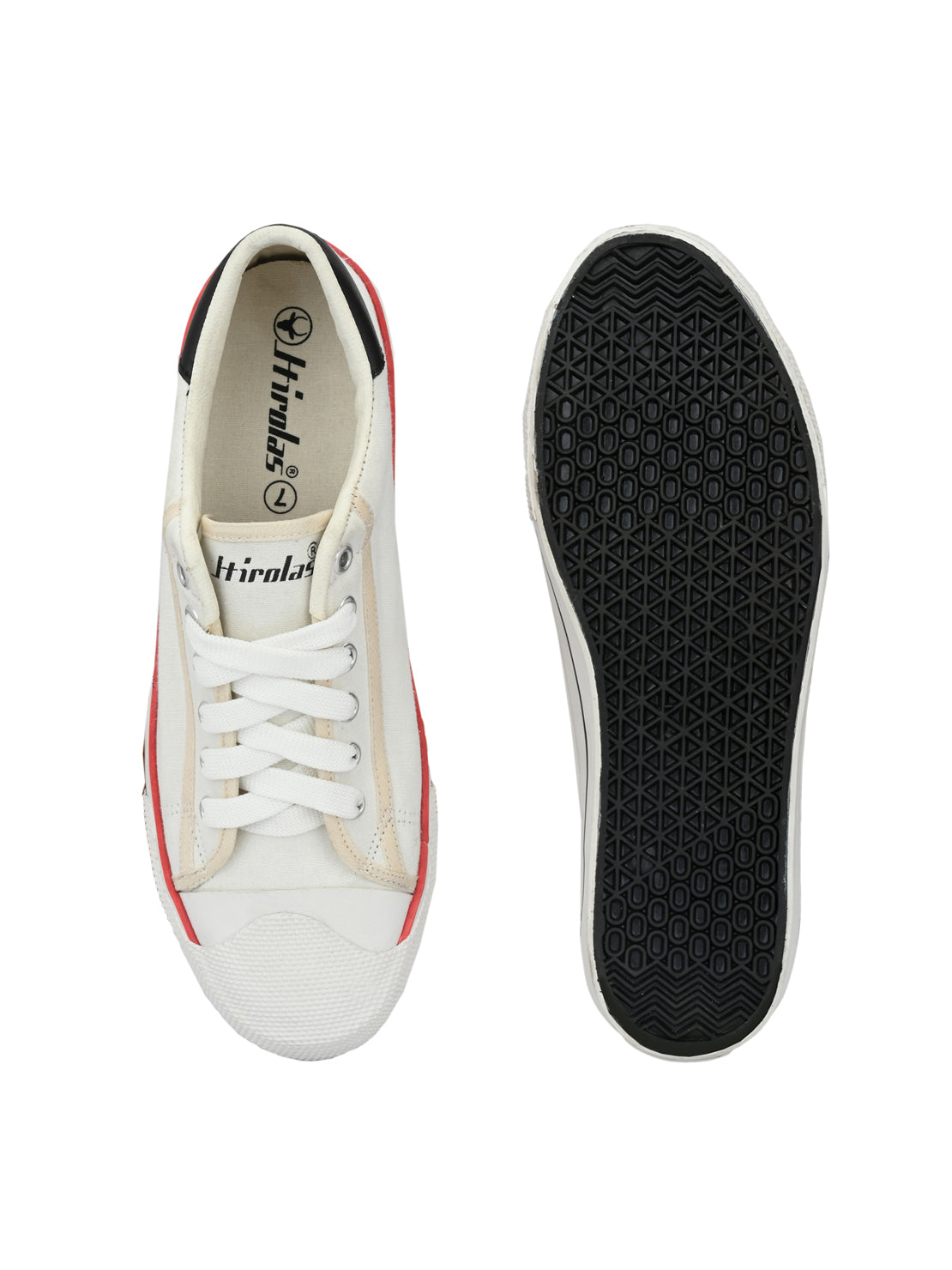 Hirolas® Men's White Canvas Vulcansied Skateboard Lace Up Sneaker Shoes (HRL2076WHT)