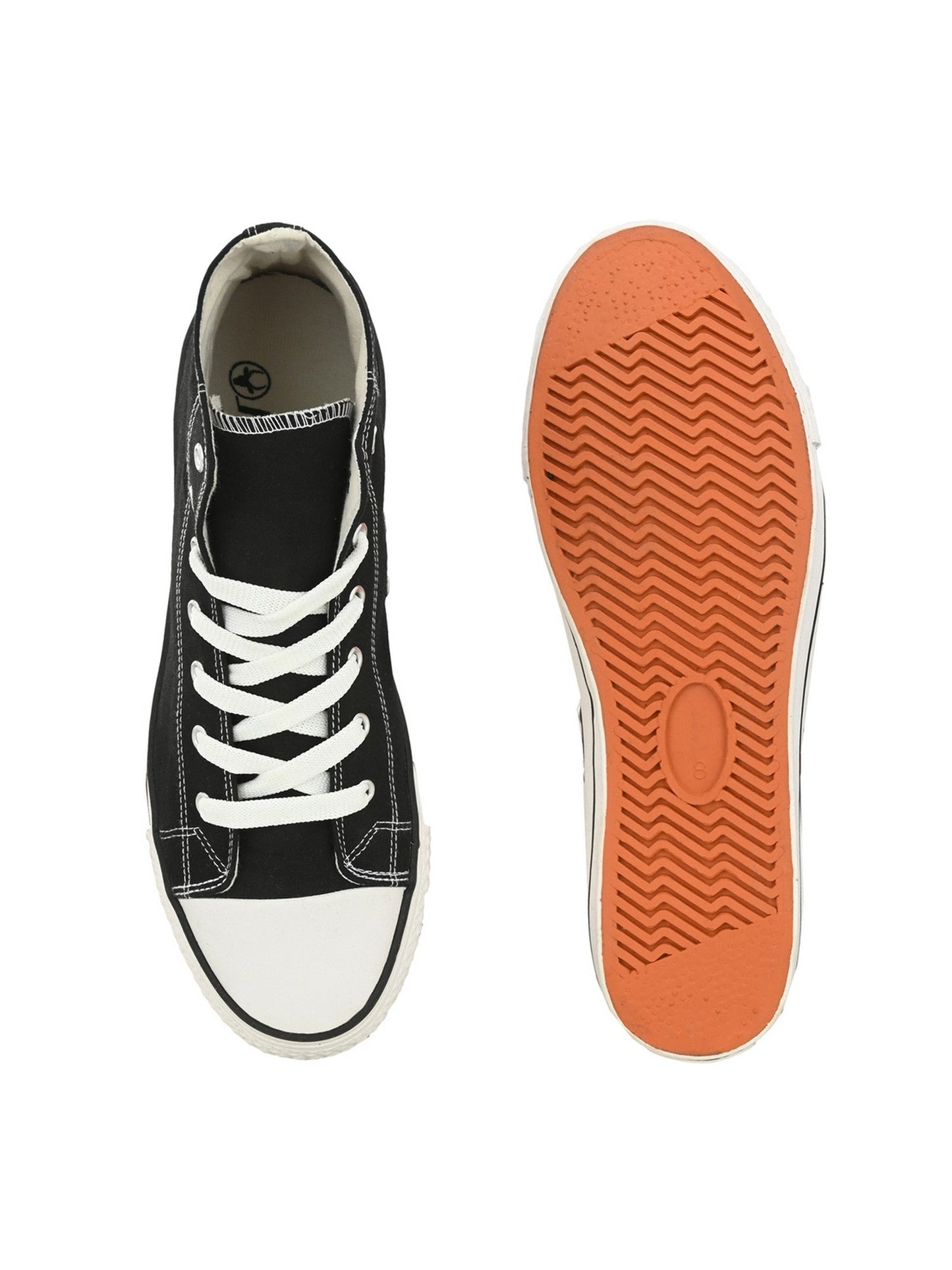 Hirolas® Men's Black Canvas Vulcansied Skateboard Lace Up Ankle Length Sneaker Shoes (HRL2077BLK)