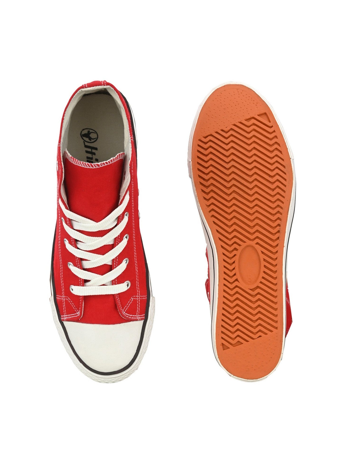 Hirolas® Men's Red Canvas Vulcansied Skateboard Lace Up Ankle Length Sneaker Shoes (HRL2077RED)