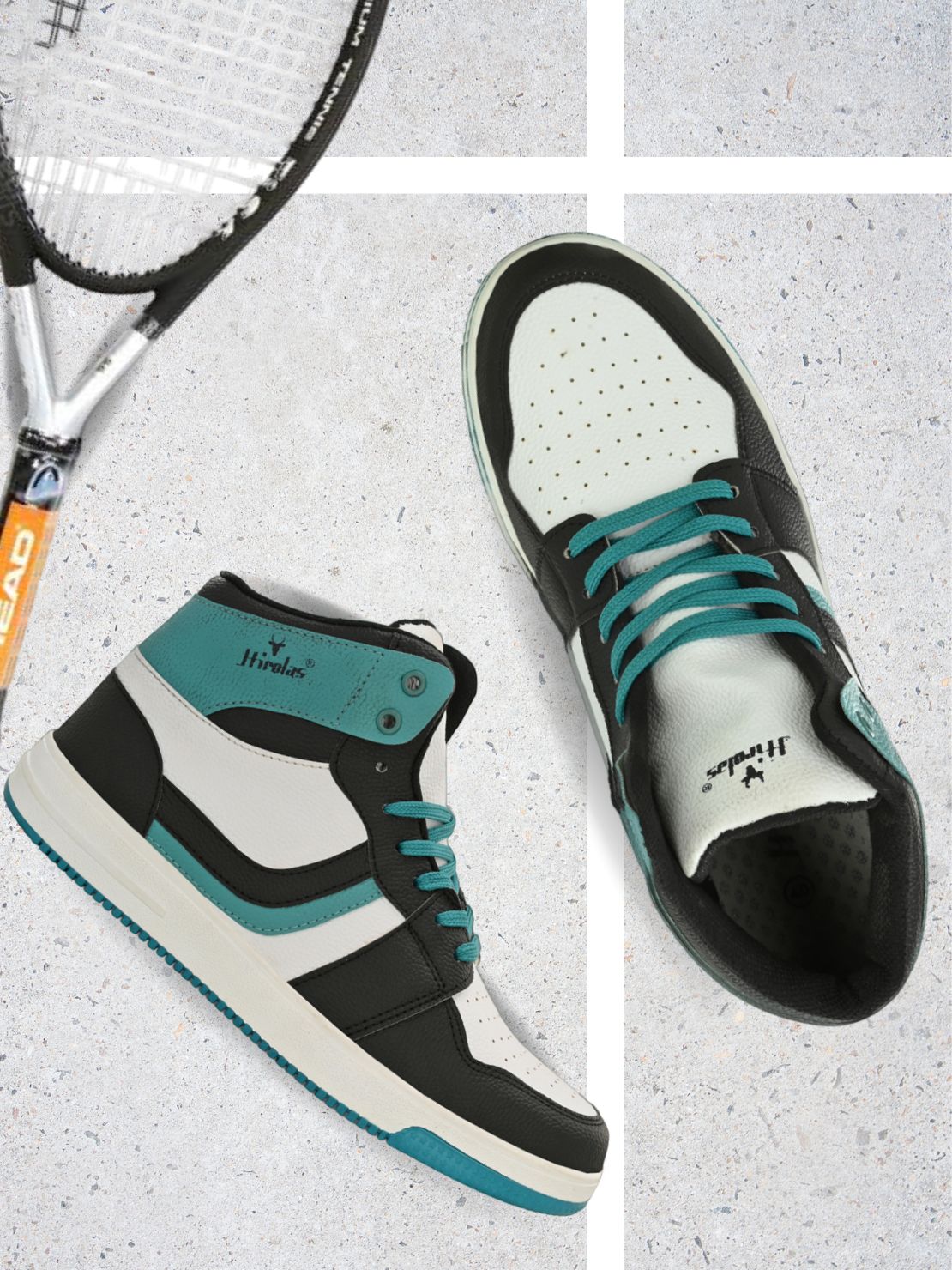 Hirolas® Men's Sea Green High Top Ankle Lace Up Sneaker Shoes (HRL2079WSG)