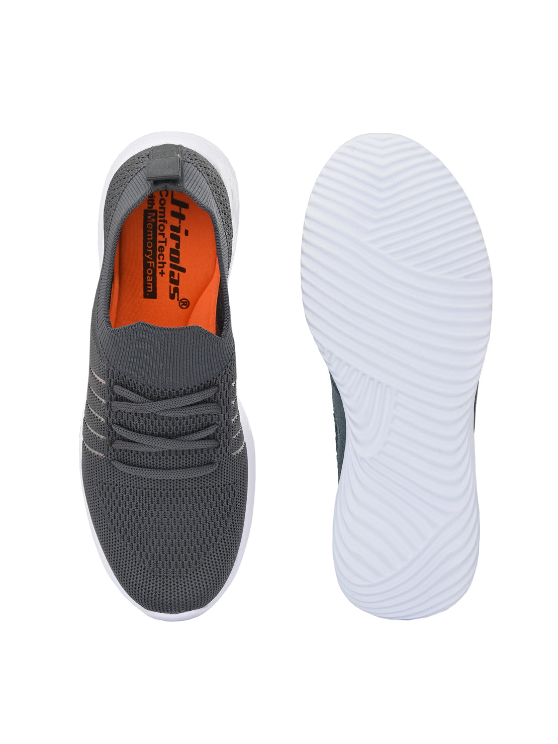 Hirolas® Women Grey Casual Running Walking Jogging Gym comfortable Athletic Lace-Up Sports_Shoes (HRLWF06GRY)