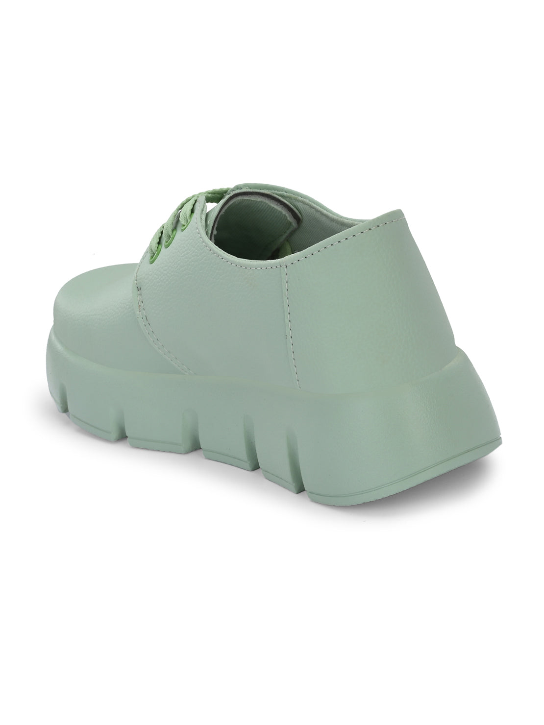 Hirolas® Women's Green Chunky Casual Lace-Up Sneaker_Shoes (HRLWF17GRN)