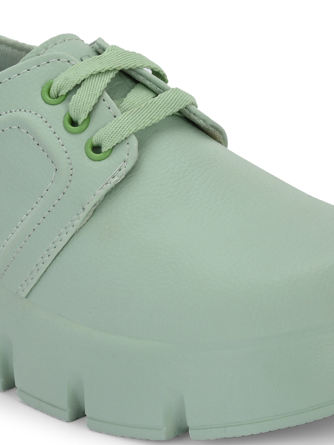 Hirolas® Women's Green Chunky Casual Lace-Up Sneaker_Shoes (HRLWF17GRN)