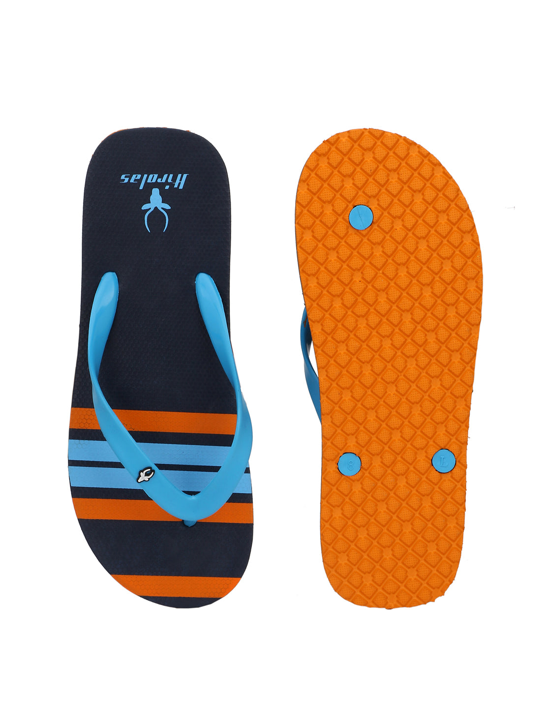 Hirolas® Men's Blue Printed Thong Flip-Flops (HROBF04BUO)