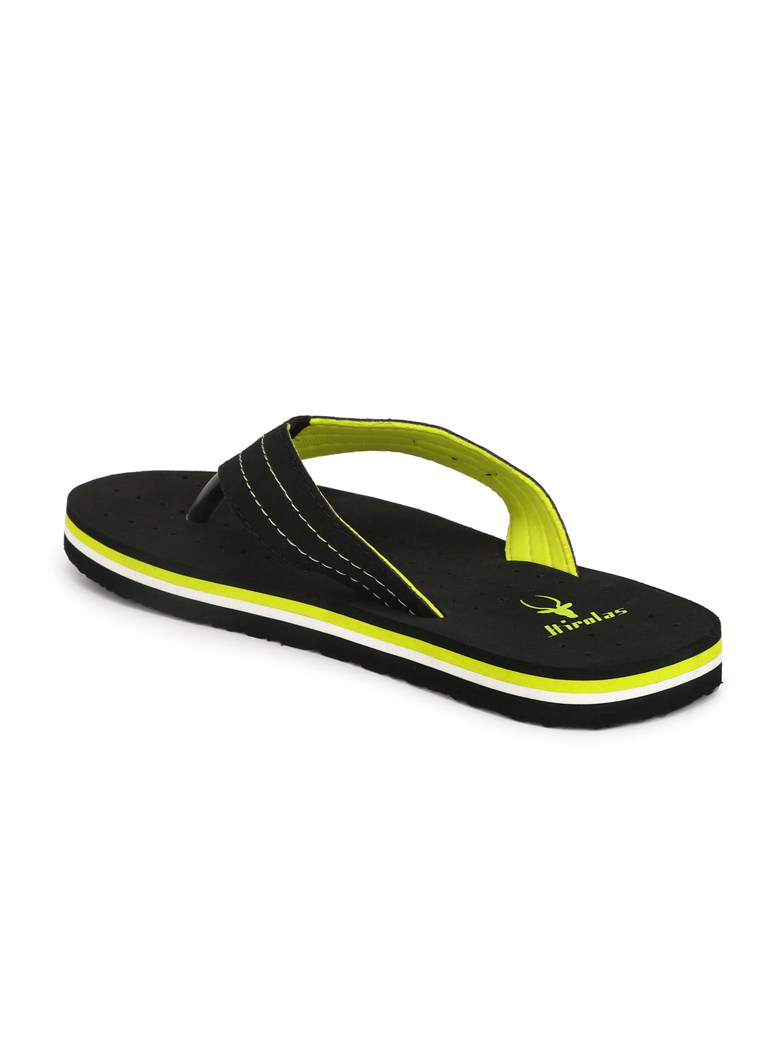 Hirolas® Men's Black Perforated Anti-sweat Flip-Flops (HROFF01BKG)