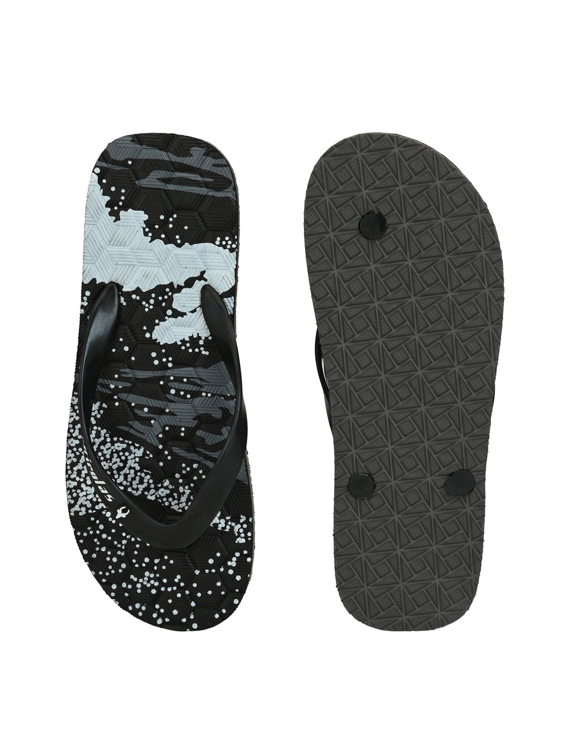 Hirolas® Men's Printed Black Thong Flip-Flops (HROFF11BLG)