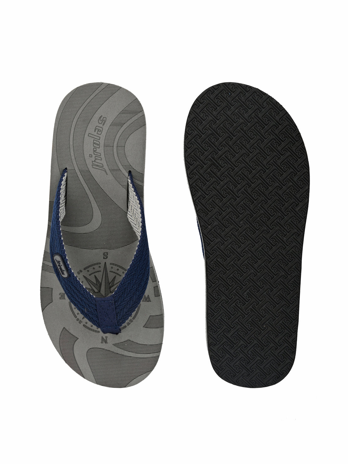 Hirolas® Men's Grey Fabrication Laser Design Flip-Flops (HROFF15GRY)