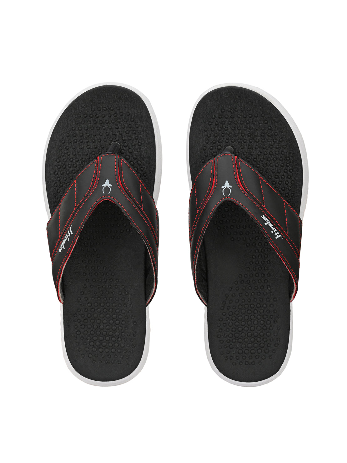 Hirolas® Men's Black/Red CLOUDWALK | Comfortable | Ultra-Soft | Light-Weight | Shock Absorbent | Bounce Back Technology | Water-Resistant Slippers (HROFF24BLR)