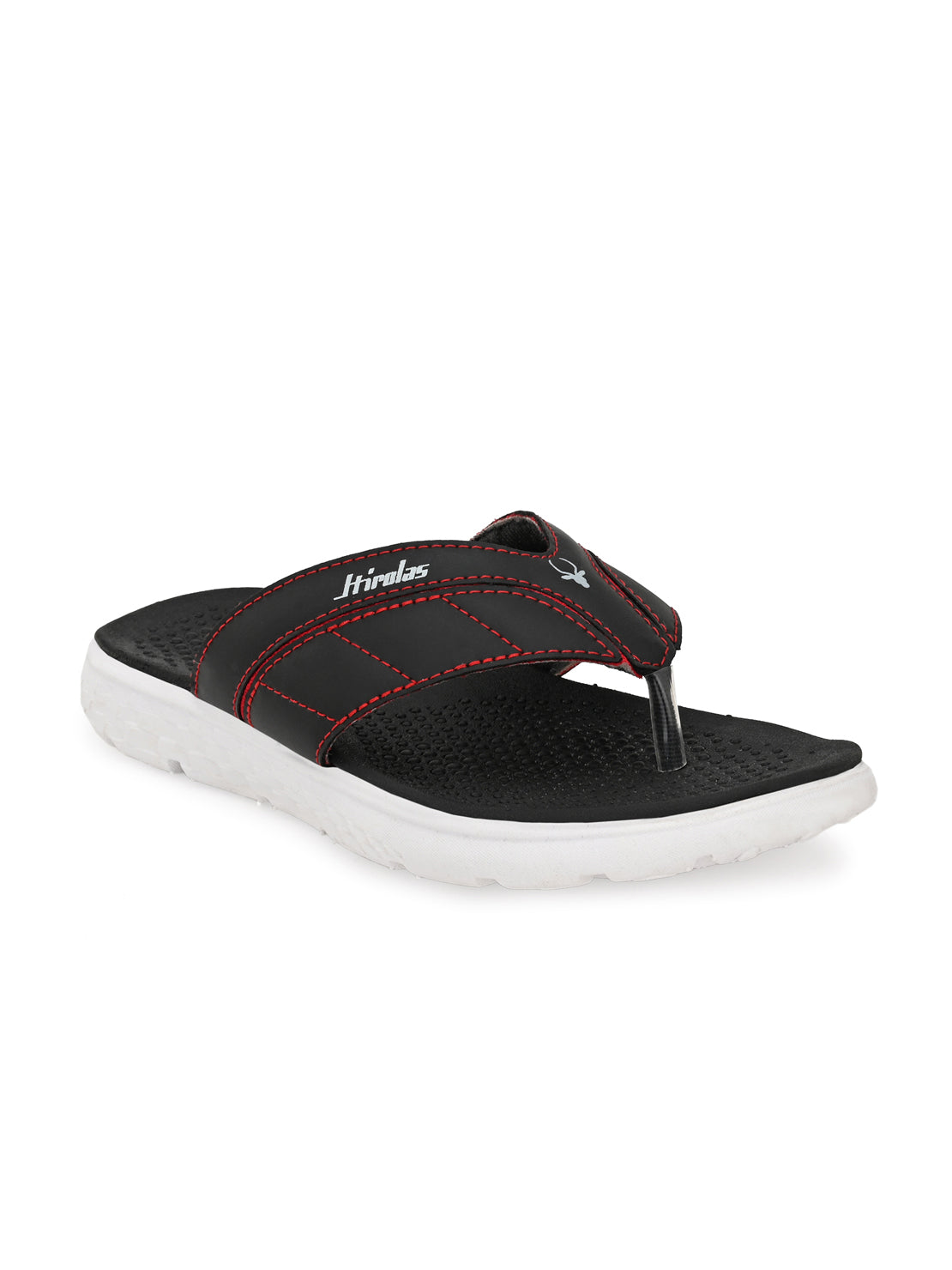 Hirolas® Men's Black/Red CLOUDWALK | Comfortable | Ultra-Soft | Light-Weight | Shock Absorbent | Bounce Back Technology | Water-Resistant Slippers (HROFF24BLR)