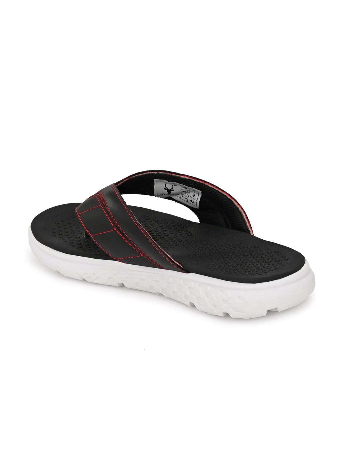 Hirolas® Men's Black/Red CLOUDWALK | Comfortable | Ultra-Soft | Light-Weight | Shock Absorbent | Bounce Back Technology | Water-Resistant Slippers (HROFF24BLR)