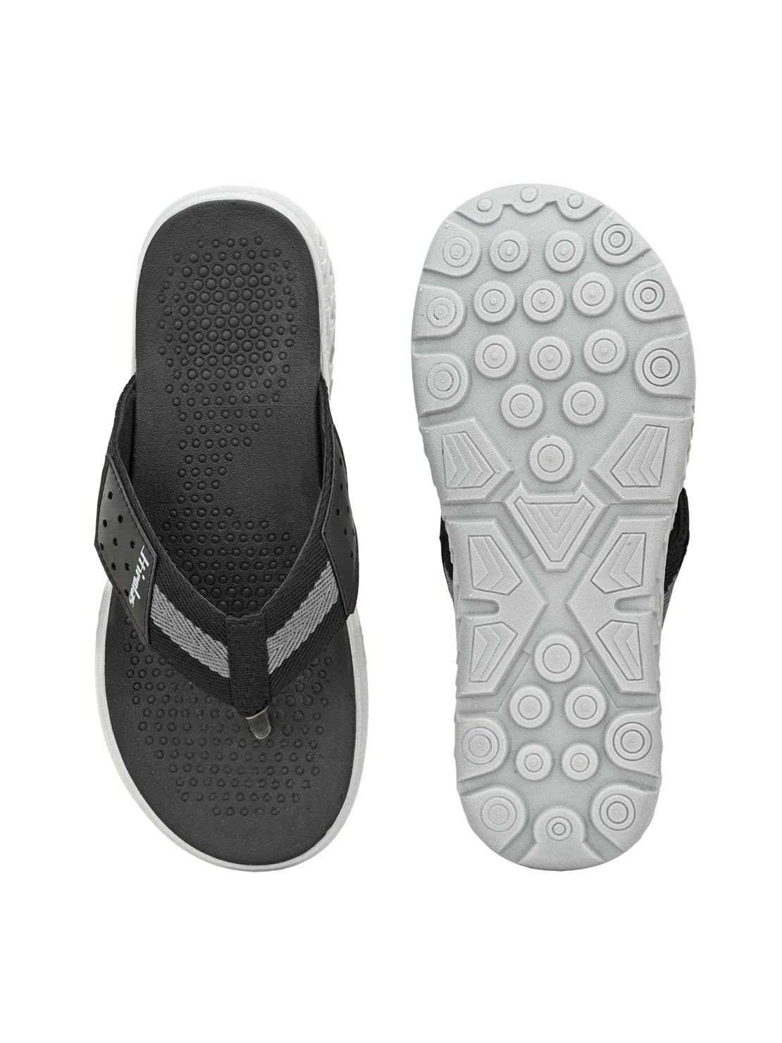 Hirolas® Men's Black/Grey CLOUDWALK | Comfortable | Ultra-Soft | Light-Weight | Shock Absorbent | Bounce Back Technology | Water-Resistant Slippers (HROFF25BLK)