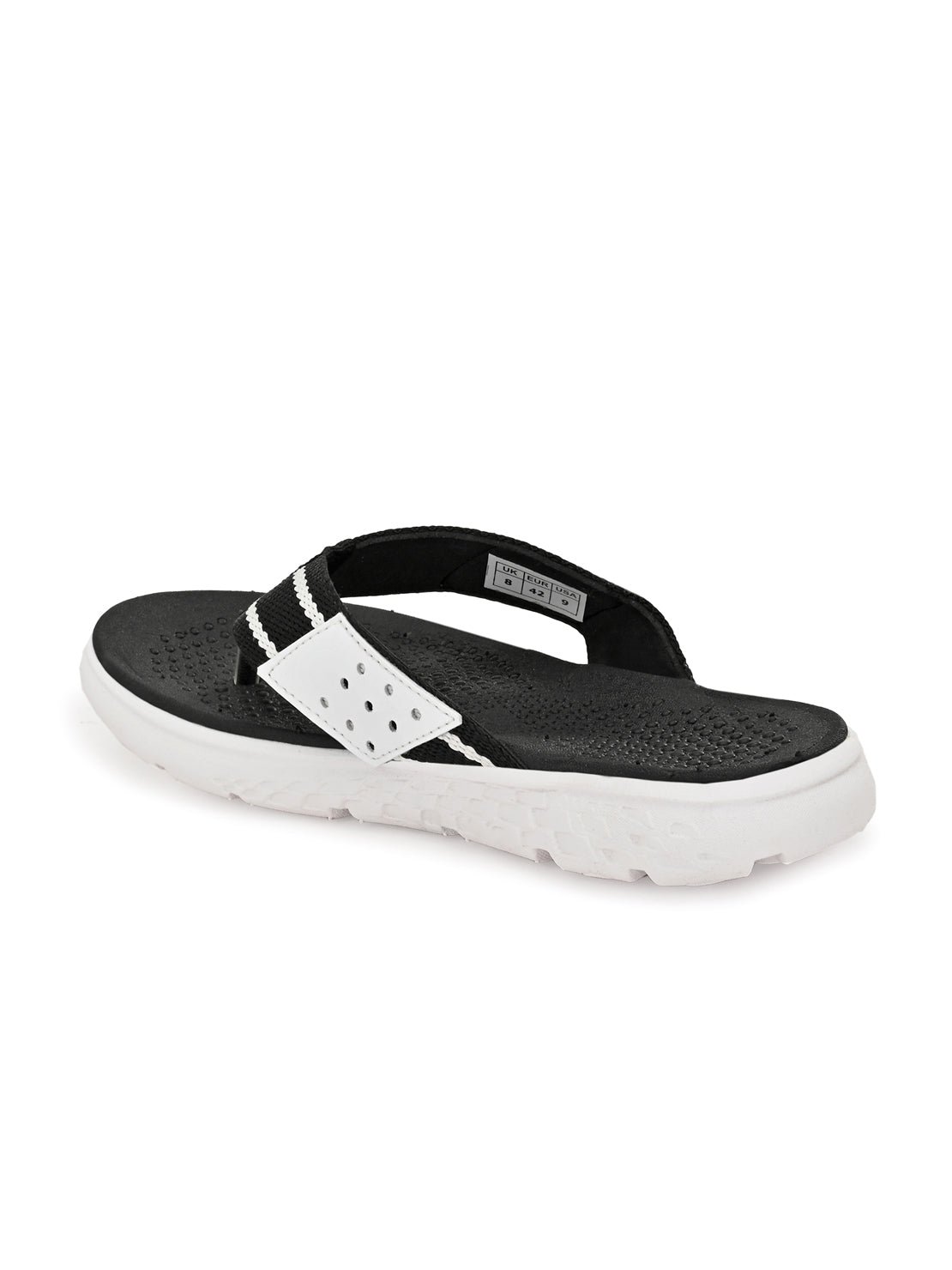 Hirolas® Men's Black/White CLOUDWALK | Comfortable | Ultra-Soft | Light-Weight | Shock Absorbent | Bounce Back Technology | Water-Resistant Slippers (HROFF25BLW)