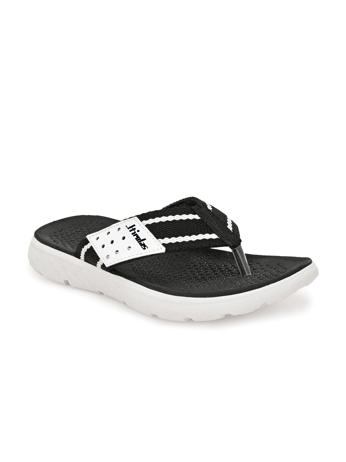 Hirolas® Men's Black/White CLOUDWALK | Comfortable | Ultra-Soft | Light-Weight | Shock Absorbent | Bounce Back Technology | Water-Resistant Slippers (HROFF25BLW)