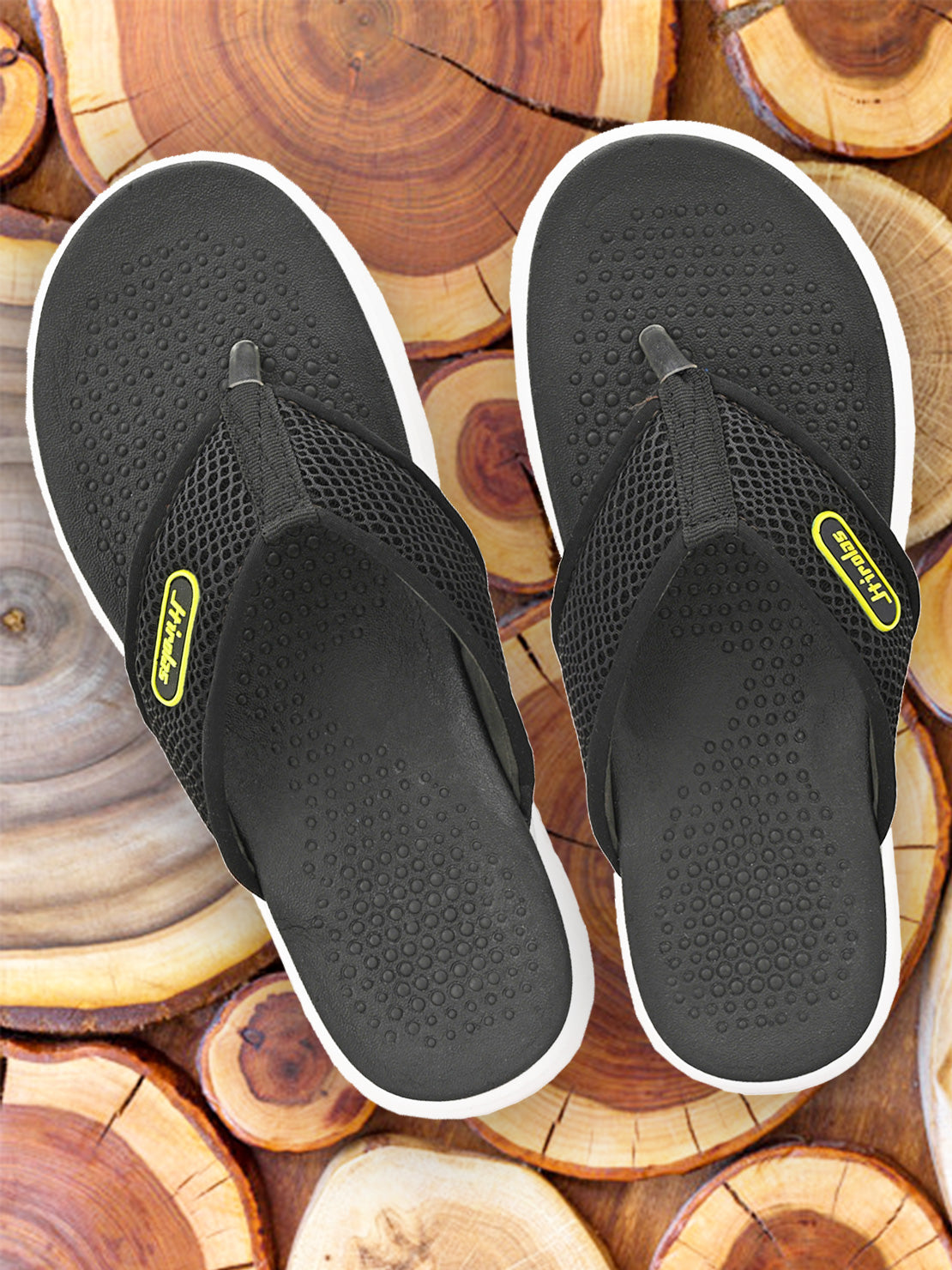Hirolas® Men's Black CLOUDWALK | Comfortable | Ultra-Soft | Light-Weight | Shock Absorbent | Bounce Back Technology | Water-Resistant Slippers (HROFF26BLK)